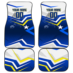 Personalized Curacao Football Marlin Mascot Car Mats Caribbean Flag Colors Geometric Blue
