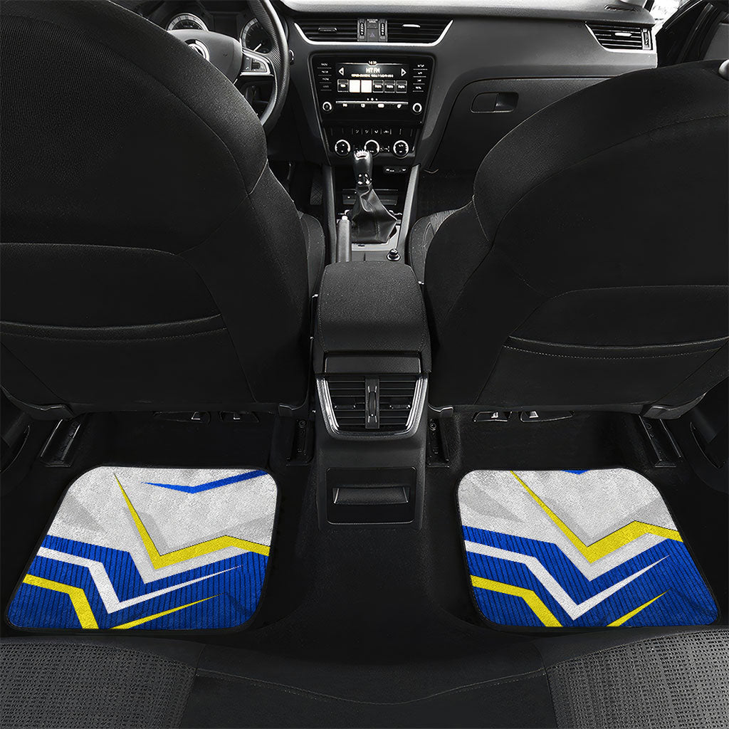 Personalized Curacao Football Marlin Mascot Car Mats Caribbean Flag Colors Geometric Blue