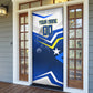 Personalized Curacao Football Marlin Mascot Door Cover Caribbean Flag Colors Geometric Blue