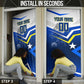 Personalized Curacao Football Marlin Mascot Door Cover Caribbean Flag Colors Geometric Blue