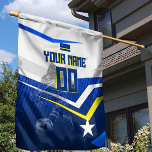 Personalized Curacao Football Marlin Mascot Garden Flag Caribbean Flag Colors Geometric Blue