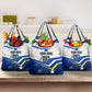 Personalized Curacao Football Marlin Mascot Grocery Bag Caribbean Flag Colors Geometric Blue