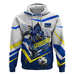 Personalized Curacao Football Marlin Mascot Hoodie Caribbean Flag Colors Geometric Blue