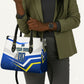 Personalized Curacao Football Marlin Mascot Leather Bag Caribbean Flag Colors Geometric Blue