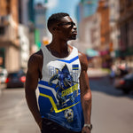 Personalized Curacao Football Marlin Mascot Men Tank Top Caribbean Flag Colors Geometric Blue