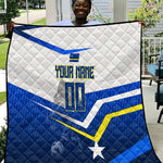 Personalized Curacao Football Marlin Mascot Quilt Caribbean Flag Colors Geometric Blue