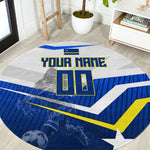 Personalized Curacao Football Marlin Mascot Round Carpet Caribbean Flag Colors Geometric Blue