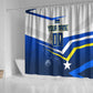 Personalized Curacao Football Marlin Mascot Shower Curtain Caribbean Flag Colors Geometric Blue