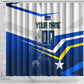 Personalized Curacao Football Marlin Mascot Shower Curtain Caribbean Flag Colors Geometric Blue