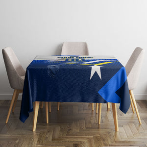 Personalized Curacao Football Marlin Mascot Tablecloth Caribbean Flag Colors Geometric Blue