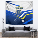 Personalized Curacao Football Marlin Mascot Tapestry Caribbean Flag Colors Geometric Blue