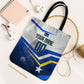 Personalized Curacao Football Marlin Mascot Tote Bag Caribbean Flag Colors Geometric Blue