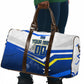 Personalized Curacao Football Marlin Mascot Travel Bag Caribbean Flag Colors Geometric Blue