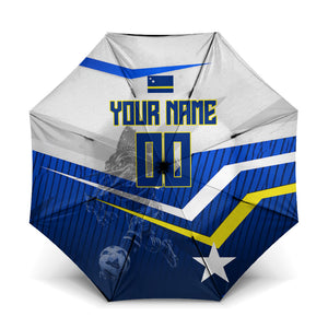 Personalized Curacao Football Marlin Mascot Umbrella Caribbean Flag Colors Geometric Blue