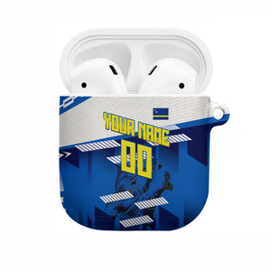 Personalized Curacao Football AirPods Case Marlin Mascot Blue National Flag Accents