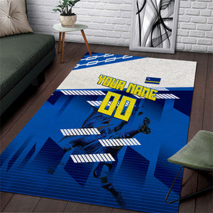 Personalized Curacao Football Area Rug Marlin Mascot Blue National Flag Accents