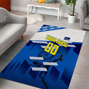 Personalized Curacao Football Area Rug Marlin Mascot Blue National Flag Accents