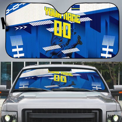 Personalized Curacao Football Auto Sun Shade Marlin Mascot Blue National Flag Accents