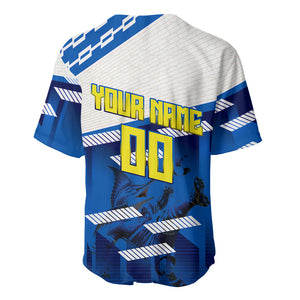 Personalized Curacao Football Baseball Jersey Marlin Mascot Blue National Flag Accents