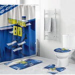Personalized Curacao Football Bathroom Set Marlin Mascot Blue National Flag Accents