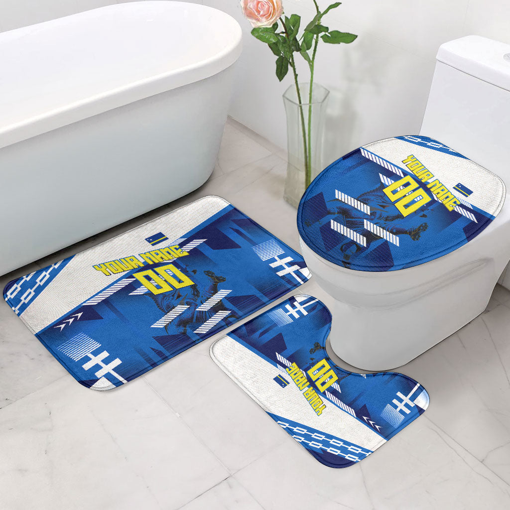 Personalized Curacao Football Bathroom Set Marlin Mascot Blue National Flag Accents