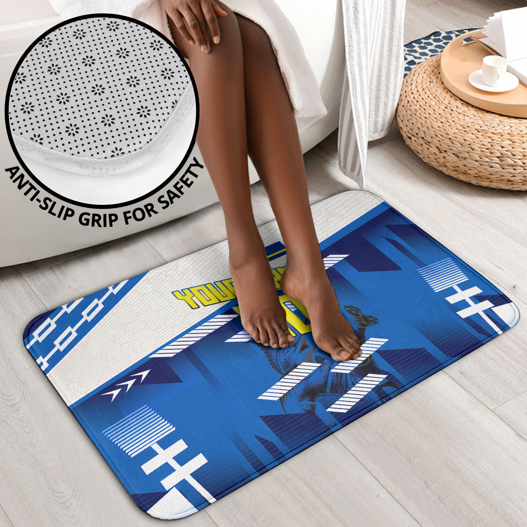Personalized Curacao Football Bathroom Set Marlin Mascot Blue National Flag Accents