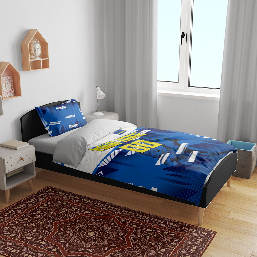 Personalized Curacao Football Bedding Set Marlin Mascot Blue National Flag Accents