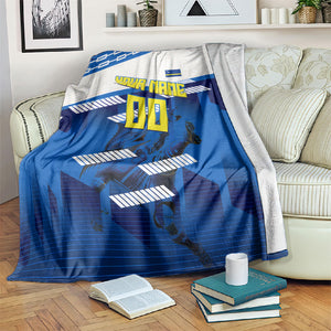 Personalized Curacao Football Blanket Marlin Mascot Blue National Flag Accents