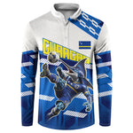 Personalized Curacao Football Button Sweatshirt Marlin Mascot Blue National Flag Accents