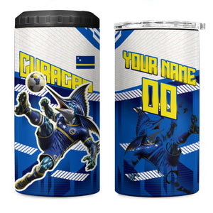 Personalized Curacao Football 4 in 1 Can Cooler Tumbler Marlin Mascot Blue National Flag Accents