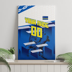 Personalized Curacao Football Canvas Wall Art Marlin Mascot Blue National Flag Accents