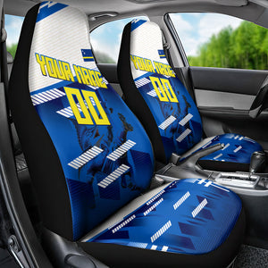 Personalized Curacao Football Car Seat Cover Marlin Mascot Blue National Flag Accents