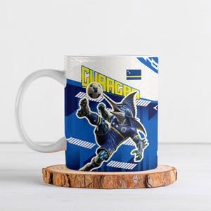 Personalized Curacao Football Ceramic Mug Marlin Mascot Blue National Flag Accents