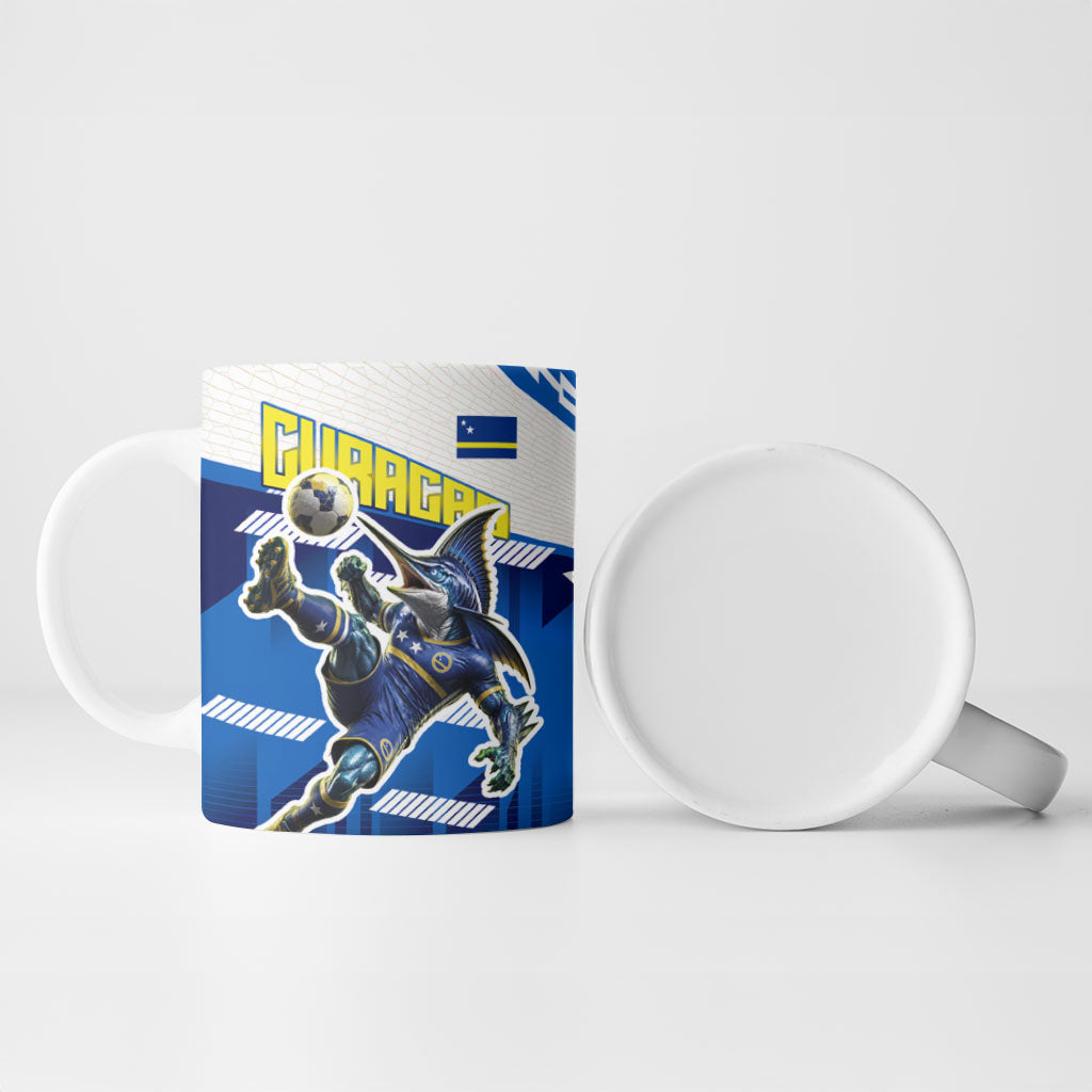 Personalized Curacao Football Ceramic Mug Marlin Mascot Blue National Flag Accents