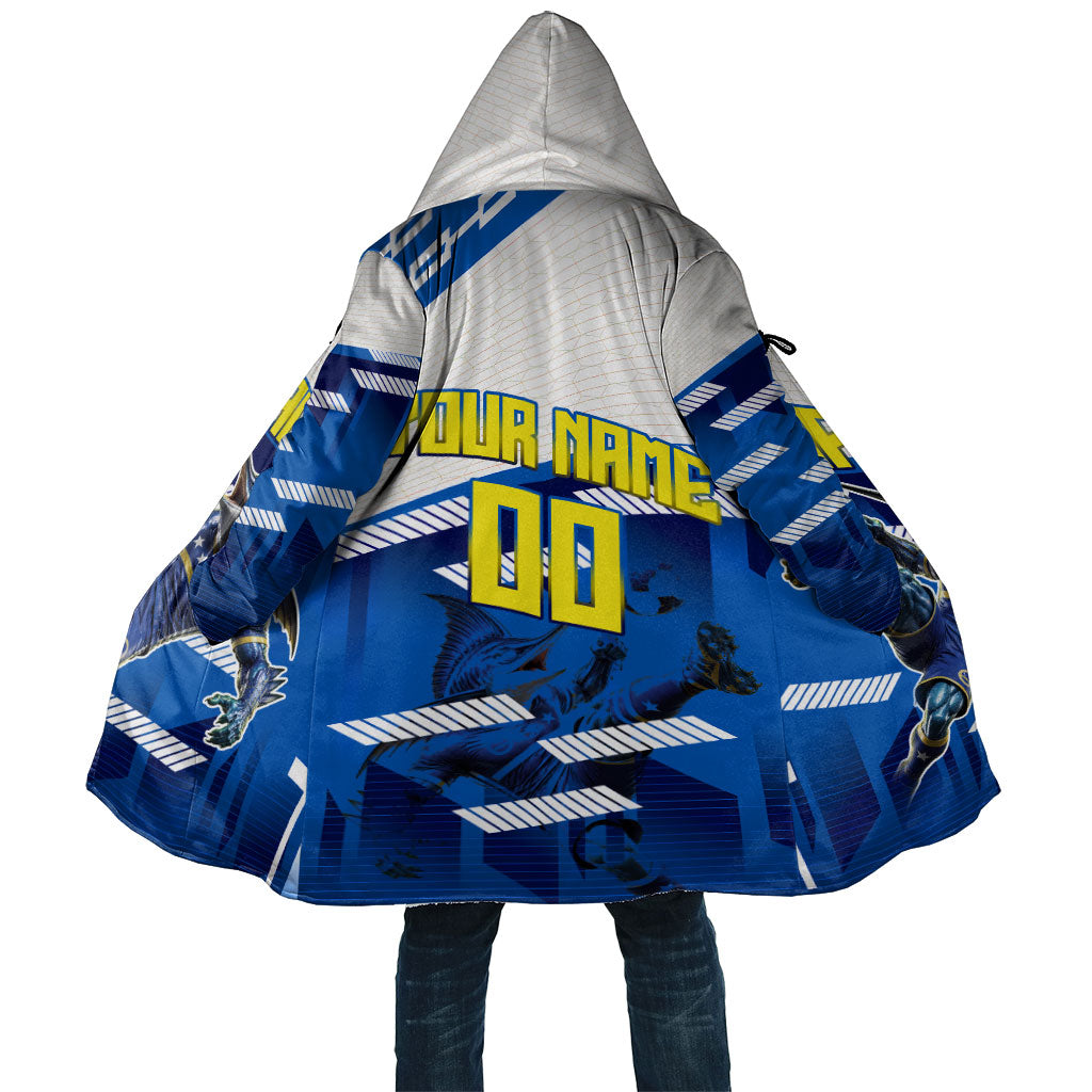 Personalized Curacao Football Cloak Marlin Mascot Blue National Flag Accents