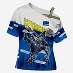 Personalized Curacao Football Cross Shoulder Shirt Marlin Mascot Blue National Flag Accents