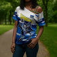 Personalized Curacao Football Cross Shoulder Shirt Marlin Mascot Blue National Flag Accents
