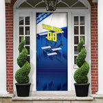 Personalized Curacao Football Door Cover Marlin Mascot Blue National Flag Accents