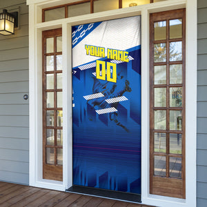 Personalized Curacao Football Door Cover Marlin Mascot Blue National Flag Accents