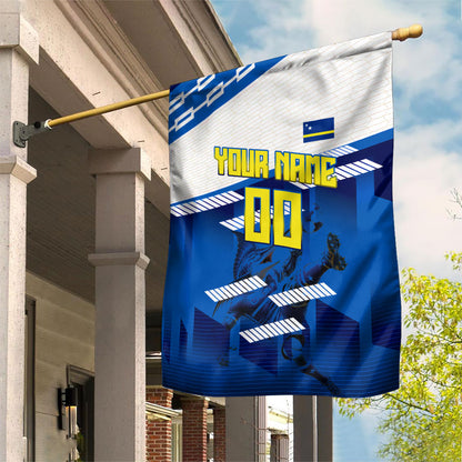 Personalized Curacao Football Garden Flag Marlin Mascot Blue National Flag Accents
