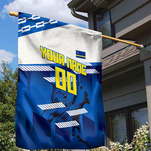 Personalized Curacao Football Garden Flag Marlin Mascot Blue National Flag Accents