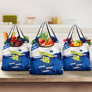 Personalized Curacao Football Grocery Bag Marlin Mascot Blue National Flag Accents