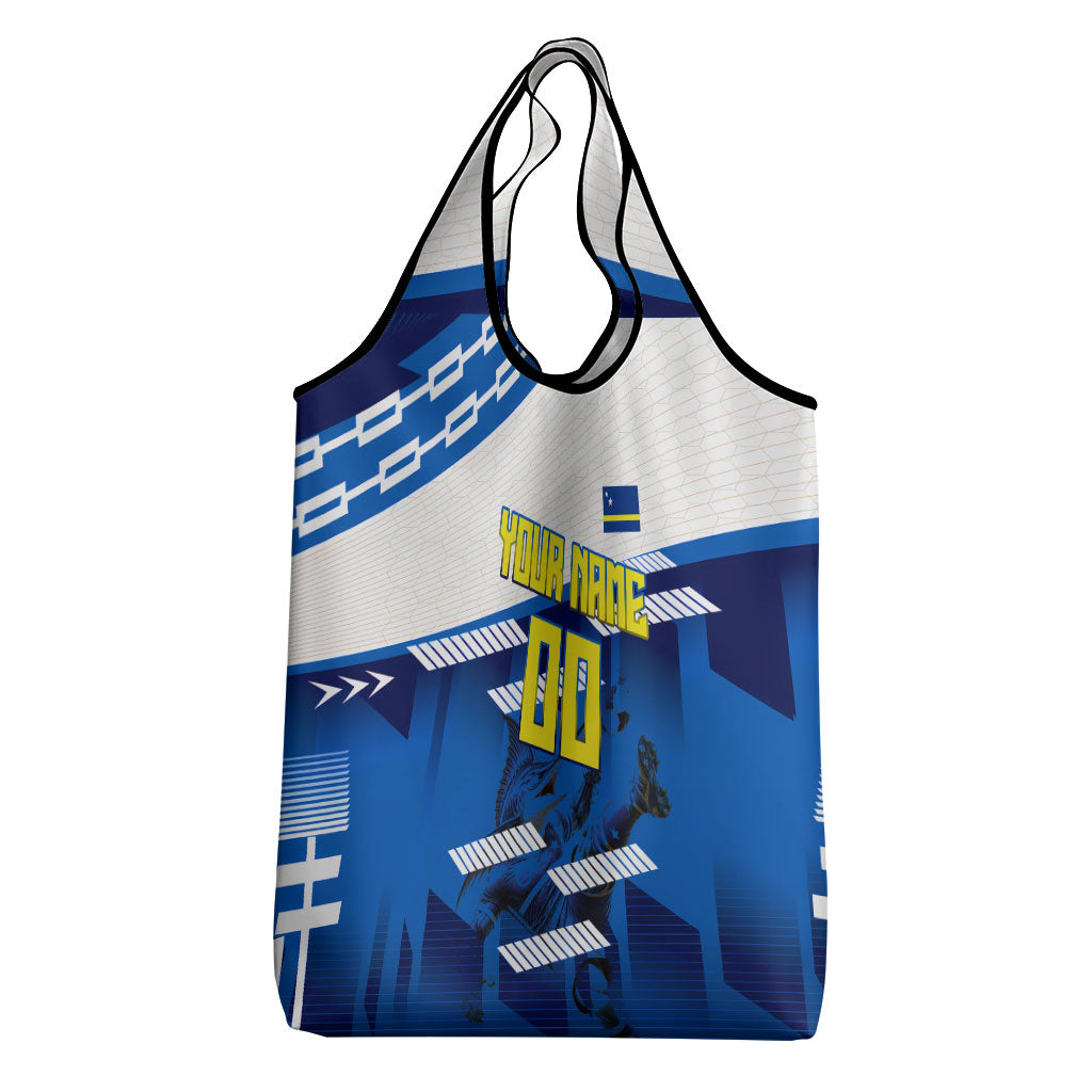 Personalized Curacao Football Grocery Bag Marlin Mascot Blue National Flag Accents