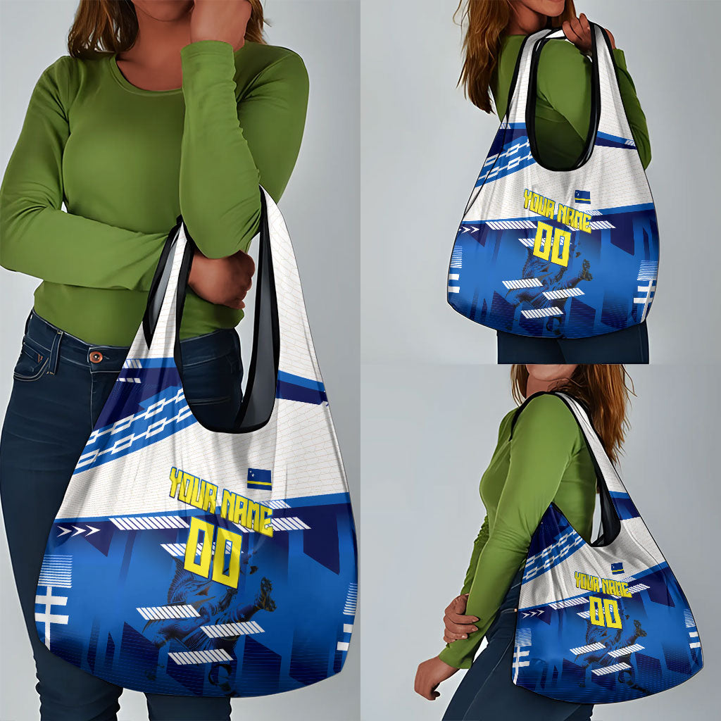 Personalized Curacao Football Grocery Bag Marlin Mascot Blue National Flag Accents