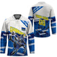 Personalized Curacao Football Hockey Jersey Marlin Mascot Blue National Flag Accents