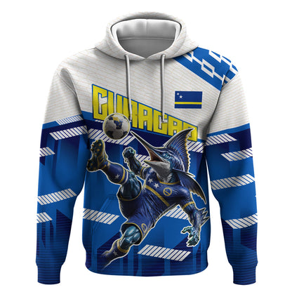 Personalized Curacao Football Hoodie Marlin Mascot Blue National Flag Accents