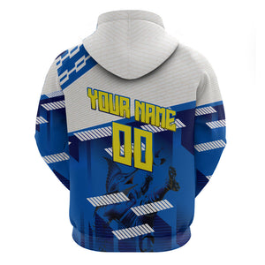 Personalized Curacao Football Hoodie Marlin Mascot Blue National Flag Accents