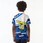 Personalized Curacao Football Kid Polo Shirt Marlin Mascot Blue National Flag Accents