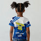 Personalized Curacao Football Kid T shirt Marlin Mascot Blue National Flag Accents