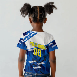Personalized Curacao Football Kid T shirt Marlin Mascot Blue National Flag Accents